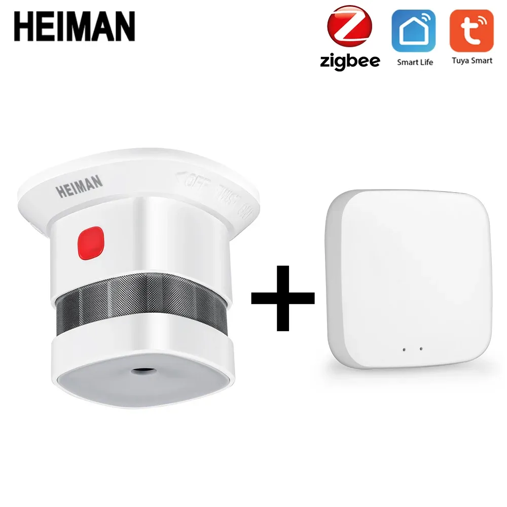 Комплекты Heiman Zigbee Fire Alarain Wireless Home System Smart Wi -Fi Gateway и The Detactor Detactor Host Diy Kit