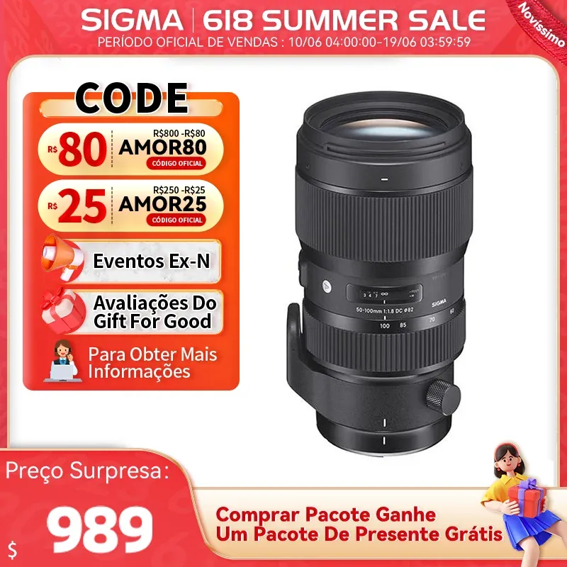 الملحقات Sigma 50100mm F1.8 Art DC HSM APSC Zoom Standard Aperture Aperture DSLR Camera Lens for Canon 80d 90d 850d Nikon D7200 D5600 D500