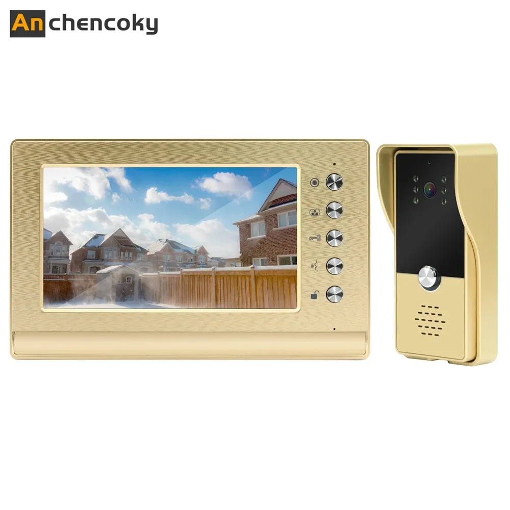 DOORBELLS ANCHENCOKY7 INCH VIDEO VIDEO DOORPOLEインターコムビデオドアベルカメラサポート電子ロックは家庭安全システムのロックを解除します