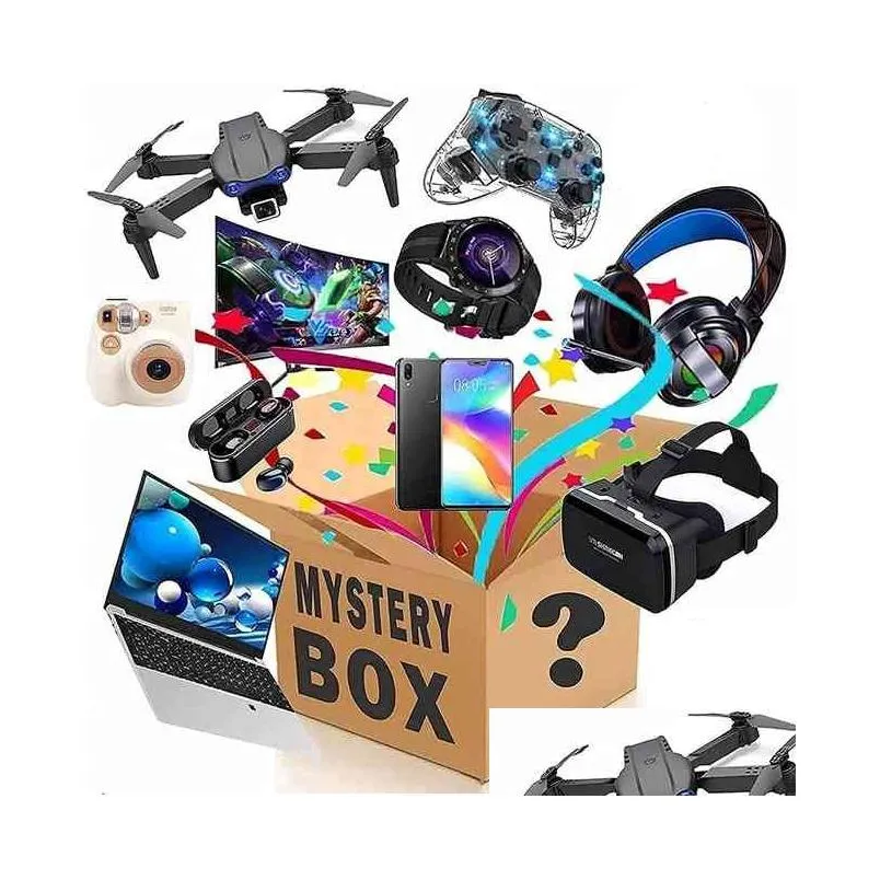 Party Favor Favor Mystery Box Pudełka Elektroniczne Rzorowe urodziny Zaskoczki dla prezentu reklamowego, takie jak Drony Smart Watches Bluetooth Dhwty