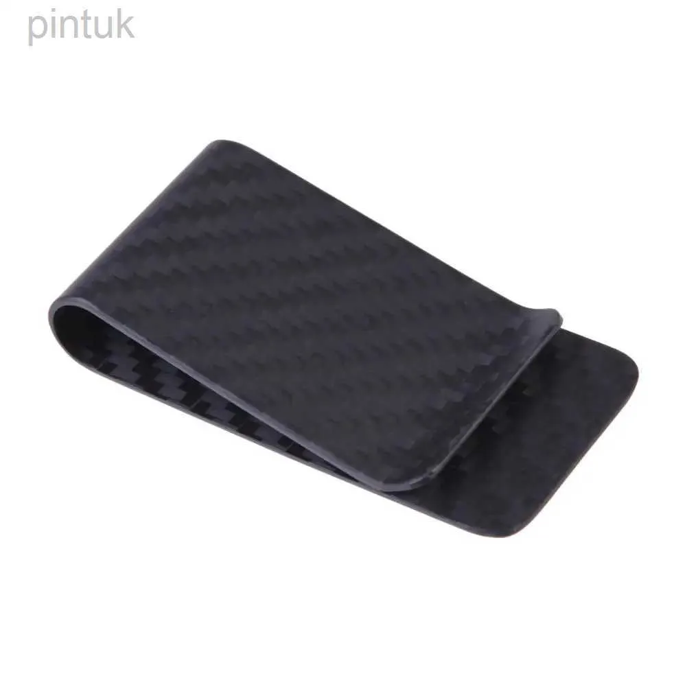 Money Clips Real Glossy Matte Carbon Fiber Black Textured Money Clip Pocket Business Credit Card Cash Holder 240408