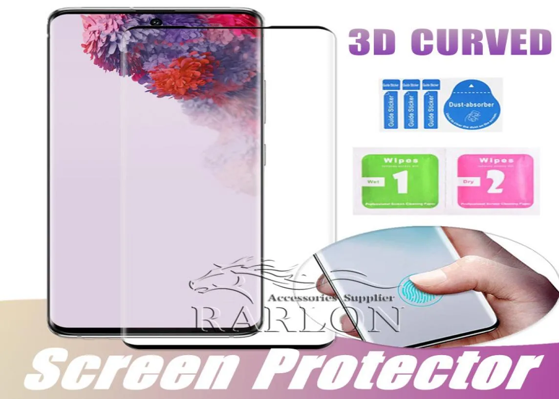 3D COURVE COUVERTURE COUVERTURE PROTECTEUR VERRE TERMÉE POUR SAMSUNG GALAXY S22 S21 S20 Ultra S20Plus S10E S10 plus 5G S9 S8 REMARQUE 10 97686744