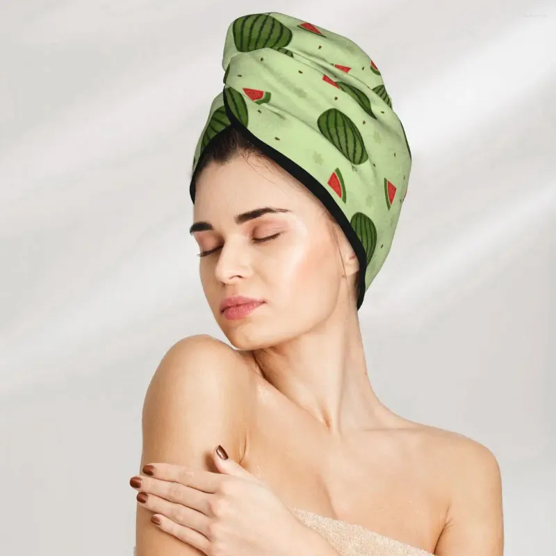 Serviette microfibre filles salle de bain séchage absorbant cheveux pastèque de pastèque de douche magique casqueur turban wrap