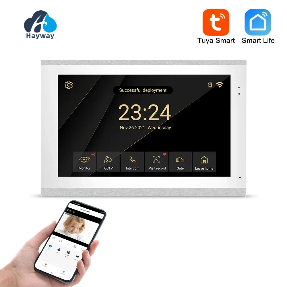 Intercom 10 inch highdefinition villa video intercom display 1080p draadloze netwerken tuya, mobiele detectie, ontgrendeling, enz