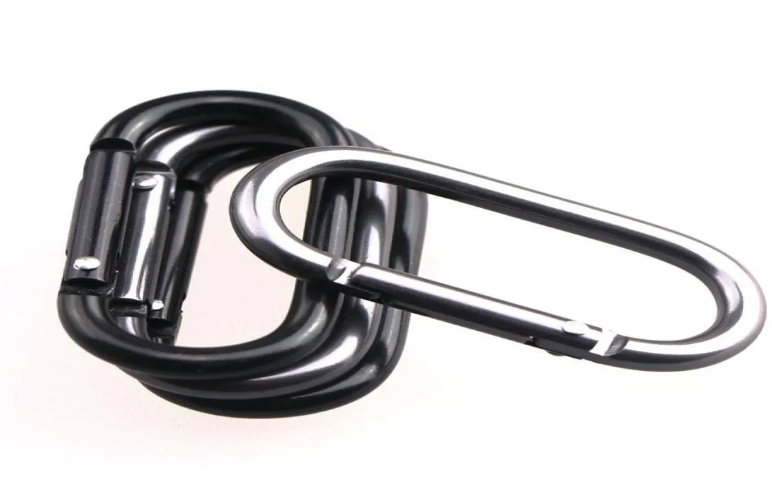 Les carabiners ovales snap crochet alliage en aluminium 50x25 mm en noir et gris pour les clés de bouteille d'eau