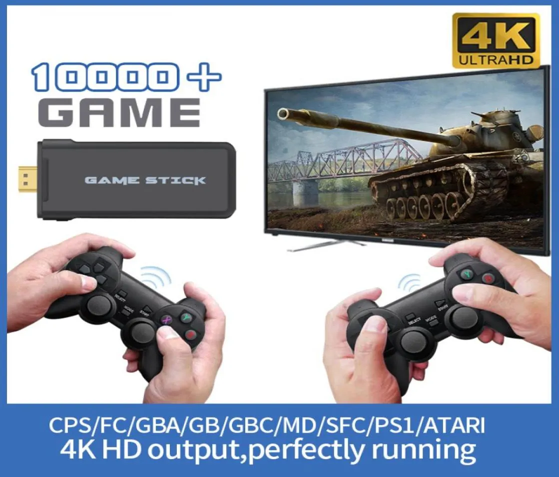 Портативная консоль видеоигр 4K TV с 24 г беспроводной контроллера поддержки CPS PS1 Classic Games Retro5543402