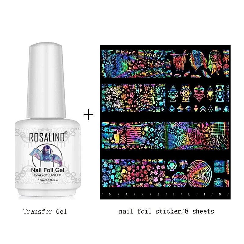 Kits Rosalind Transfert Gel Starry Stick Sticker Transfer Nail Foil Adhésif Adhésif Transfert Nail Autocollant Sticker Nail Nail DIY