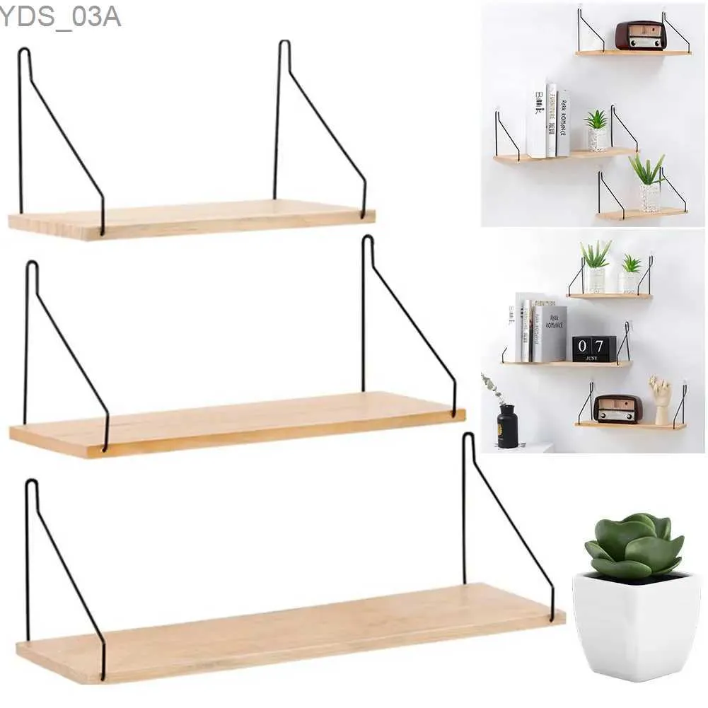 Other Home Decor Floating wall rack decoration Nordic display with metal bracket mounted shelf multifunctional kitchen and living room yq240408