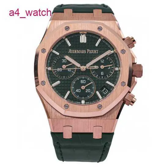 AP Tourbillon Wrist Watch Royal Oak Series 26240or Green Surface Diamètre 41mm 18K Rose Gol Material Date Affichage complet