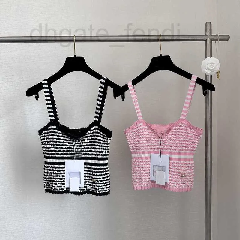 Women's Tanks & Camis Designer Brand Shenzhen Nanyou Huo~24 Spring/summer New Product Small Fragrant Wind Pink Stripe Suspended Tank Top for Women Y5UX