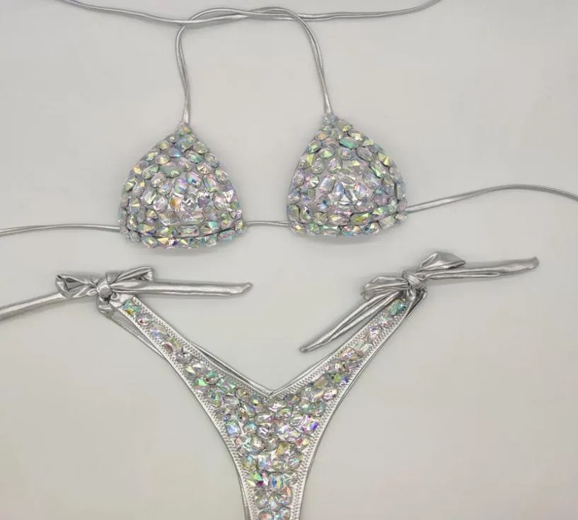 2021 Venus Urlaubsstil Diamond Bikini Set Verband Open Badebode Push Up Strass -Stone Bling Stones Badeanzug sexy Frauen Swim8341948