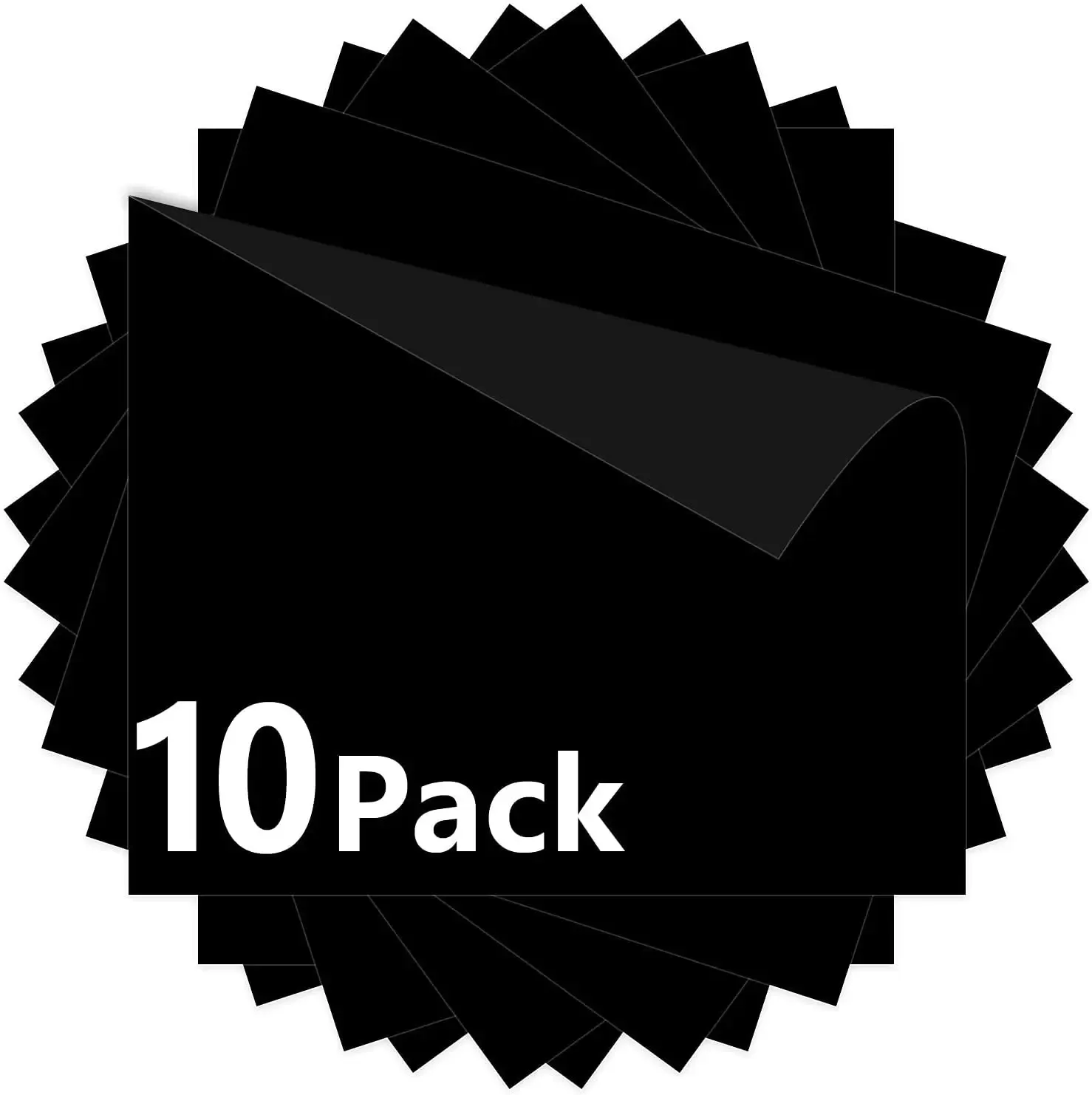 Filmer Värmeöverföring Vinyl HTV -paket, 10 Pack Black 12 "X10"/30x25cm -ark för DIY -järn på Tshirts -tyger