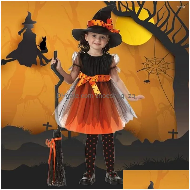 Girls Dresses Girl Lightweight 1 Set Great Baby Witch Cosplay Costume Pography Prop Polyester Halloween Dress Washable For Women Drop Dhfx8