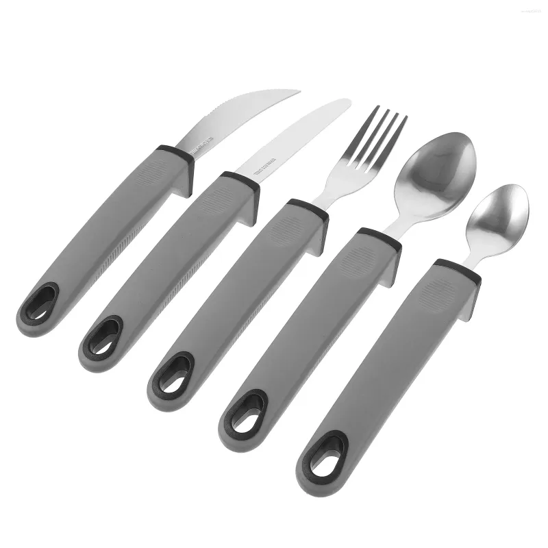 Servis uppsättningar silvervaror mer kök adaptiva redskap viktade gafflar knivar rostfritt stål servering