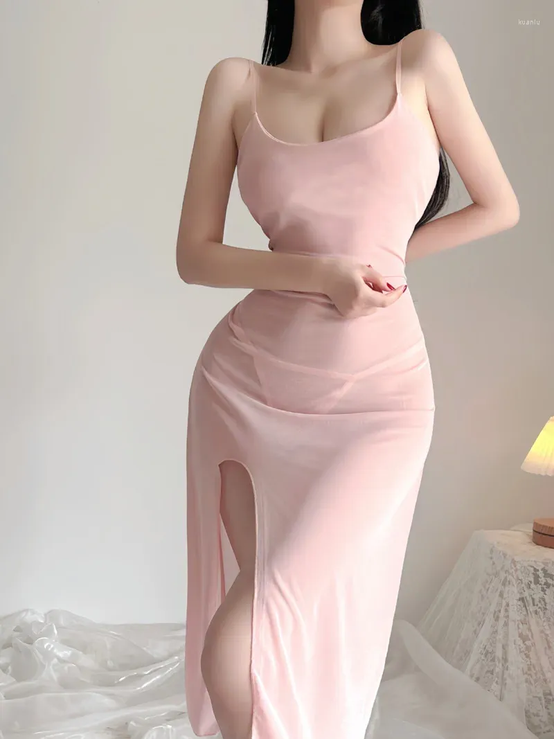 Casual Dresses Style Long Dress Sexig mild Sheer Charm Side Split Bold Advanced Sense Backless Fashion Summer Women Elegant Romantic 766t