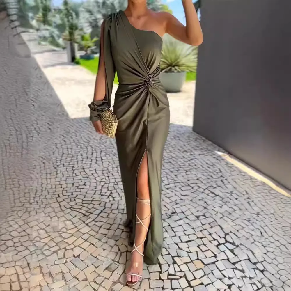casual cold shoulder maxi dress Elegant Cold Shoulder Dress, Long Sleeve Black Maxi