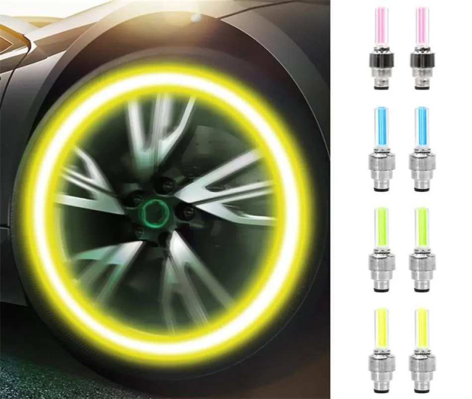 Gadget talade LED -bilcykelhjul Ljus däckdäckventilkåpor Hjul Spokes Ledlights6328183