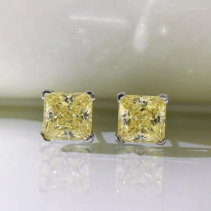 Stud Earrings Wholesale Of 925 Silver Yellow Minimalist Ins Princess Square 6 6m Flower Cut