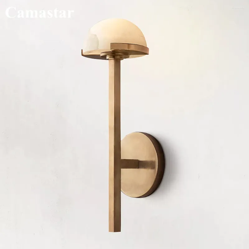 Wall Lamp Pedra Sconce With Hemisphere Alabaster Grand Solid Brass Lamps Luxury Home Decoration Nickel Black For Living Room