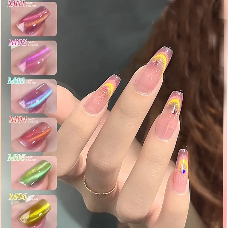 Gel skvpreflecture glittrande godis katt ögon gel naglar magnetiska gel diy glitter katt ögon nagellack semipermanent gel uv gel nagel konst