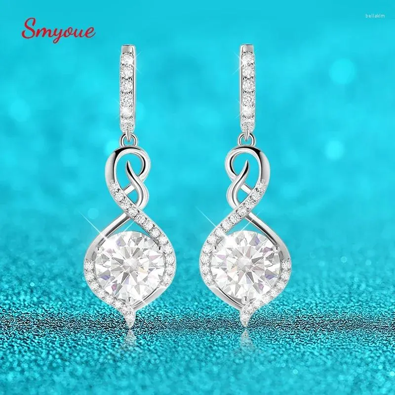 Boucles d'oreilles en peluche Smyoue 10cttw 11 mm Moisanite Drop pour femmes 925 Silver Original Certified Lab Diamond Wedding Bijoux