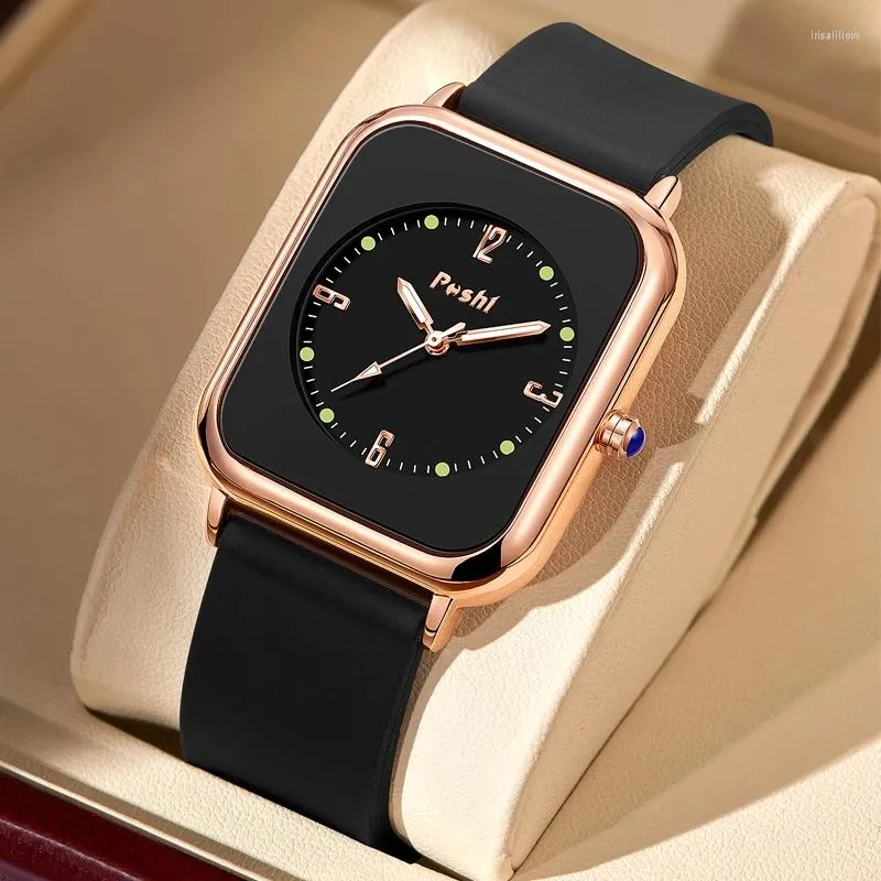 Armbandsur Poshi Fashion Quartz Wrist Watch Original Brand Women's Watches Simplicity Ladies Causal Armband Silicone Strap Clock