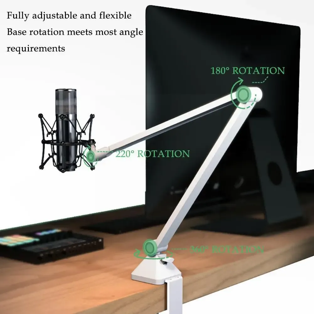 Stativ Springless Microphone Stand Desktop Mic Boom Arm Justerbar multiangelkläm justeringsklipp Stödfästet M6W7