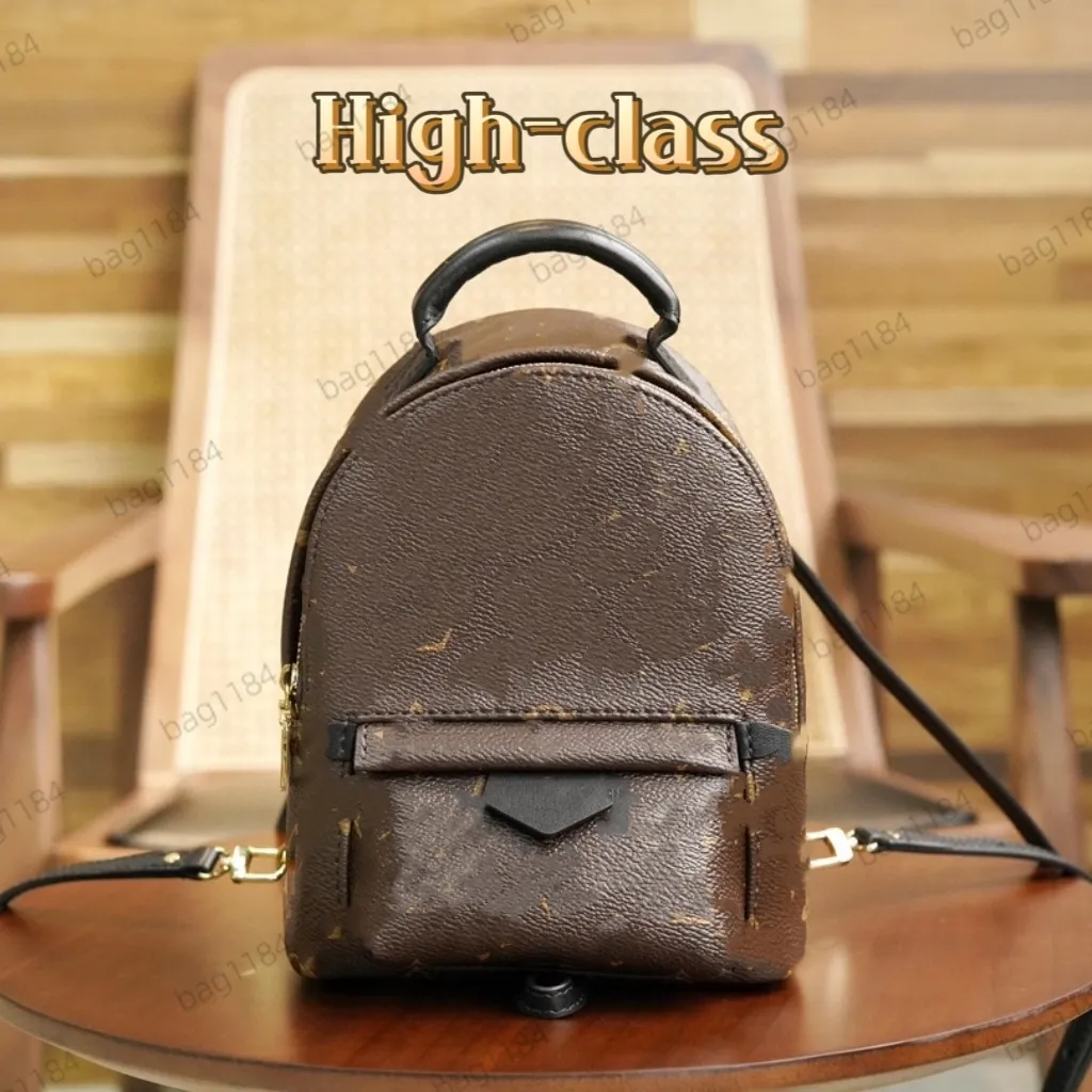 Lüks moda çantaları bayanlar tasarımcı çanta palm springs mini kahverengi backpack okul çanta tote çanta retro tarzı kahverengi çiçek torbaları pahalı tüm çelik donanım yüksek kalite