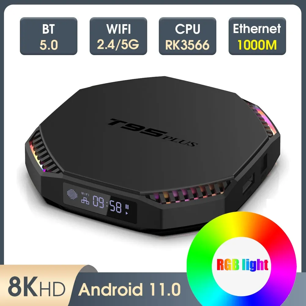 Box Smart TV Box Android 11.0 8K Ultra HD 2.4G/5G Dual WiFi BT5.0 4GB 8GB RAM 64 GB ROM Set Top Box RK3566 Quad Core 3D