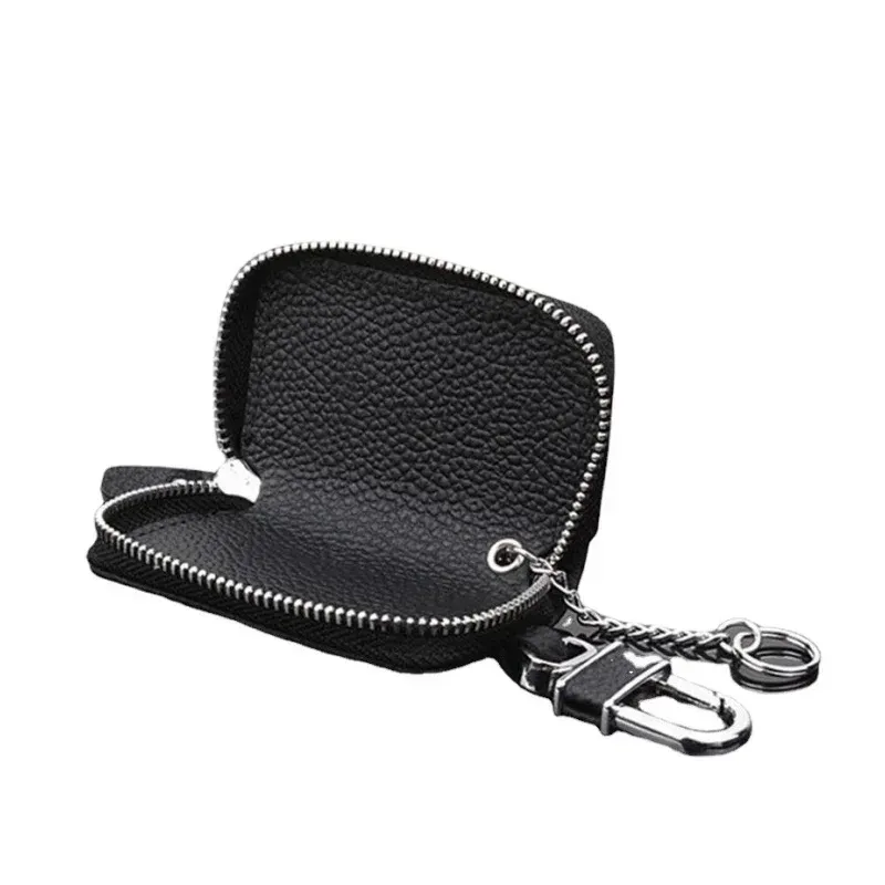 Portachiavi per Auto, Portachiavi in Pelle PU, Custodia Protettiva con Chiusura a Cerniera e Gancio in Metallo, Porta Chiavi Elegante e Universale per Auto, Casa e Ufficio, Adatto per Uomini e Donne