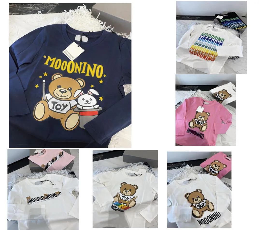 6 colors Kids designer bear long Tshirts Tees Tops Baby Boys Girls M Letters Printed Tshirts Fashion Breathable Children Clothing3973564