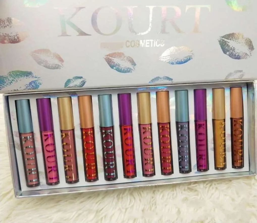 Kourt Cosmecits 12 Color Liquid Lipstick Makeup Lief Gloss Kourt x Kit Colle3212896