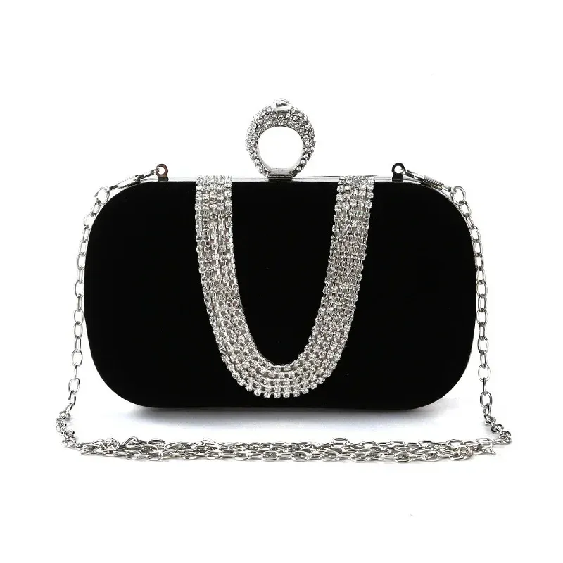 Luxury Women Evening Bags Diamond Clutch Bag Party Diamonds Lady Black Red Chain Axel Handväskor för handväska 240408