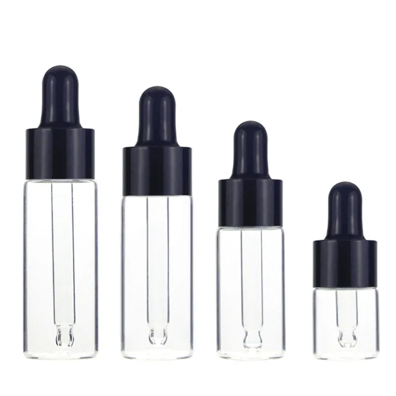 Mini monstergrootte druppelaar flessen voor reizen 1 ml 2 ml 5 ml 3 ml 3 ml Essentiële oliemonster Flacons Mini Drop flessen Cosmetische vloeistofmonster Parfum