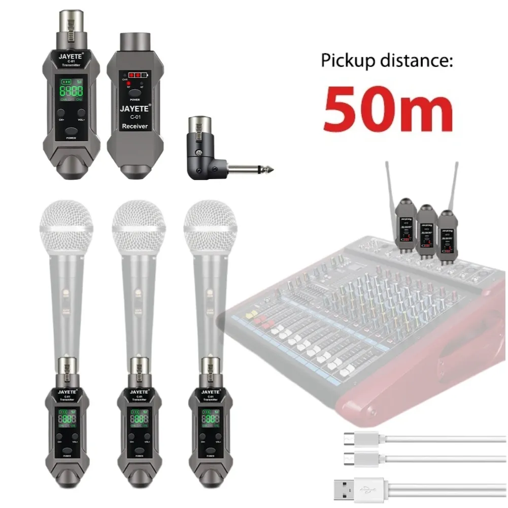 Microphones Microphone Transmetteur sans fil HD Affichage des systèmes de transmission audio Récepteur pour les accessoires de fête de vacances