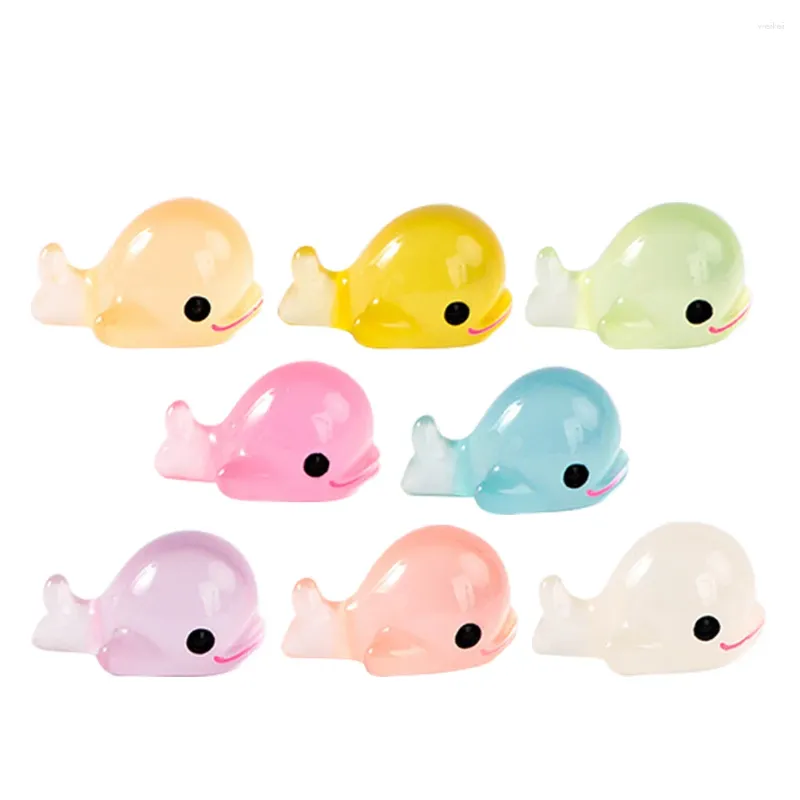 Garden Decorations 8 Pcs Micro Landscape Luminous Dolphin Tiny Animals Mini Resin Decors Miniature Figures Decorate Bulk For Patio Small