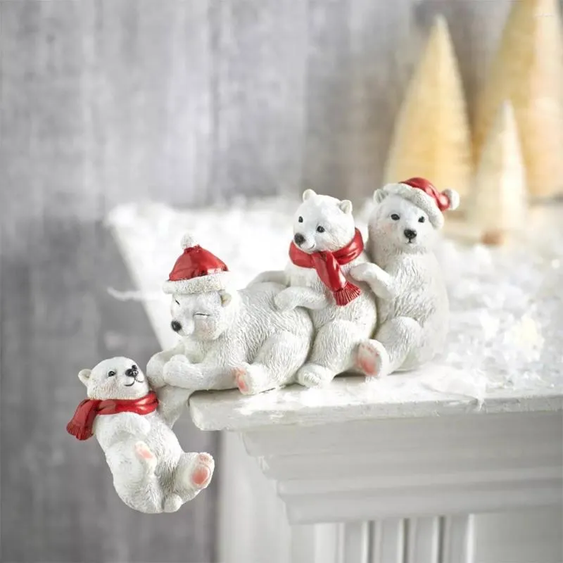 Décorations de jardin 1pc Ornement de la résine de Noël Décoration de la statue d'ours polaire