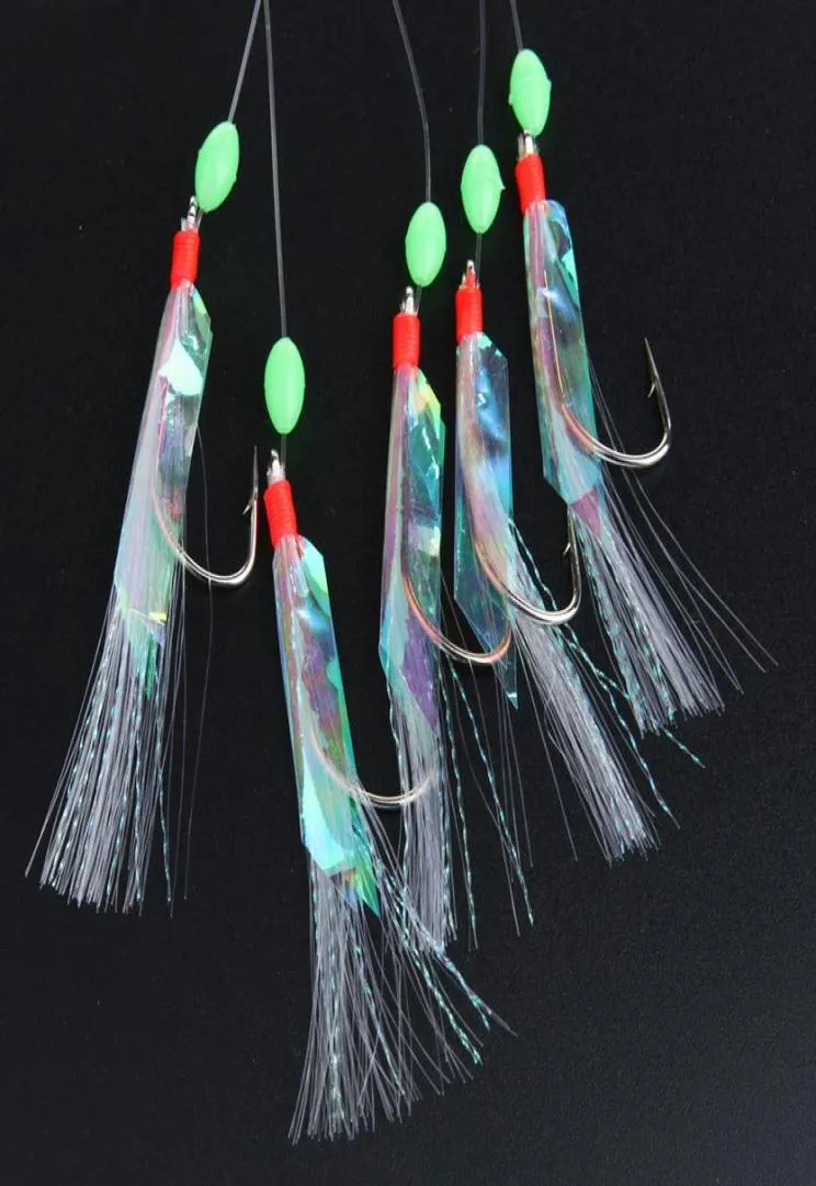5 Packslot Ny Sabiki Soft Fishing Lure Rigs Bait Jigs Lure Soft Lure Borda Fake String Crystal Barbed Hook Fishing Lures19288125334