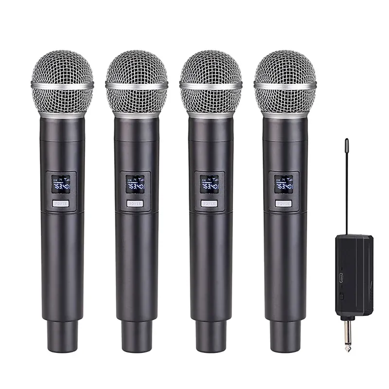 Microphones VHF Wireless Dual Handheld Dynamic Microphone Karaoke Microphone with Rechargeable Receiver for Wedding Party Speech Church Club