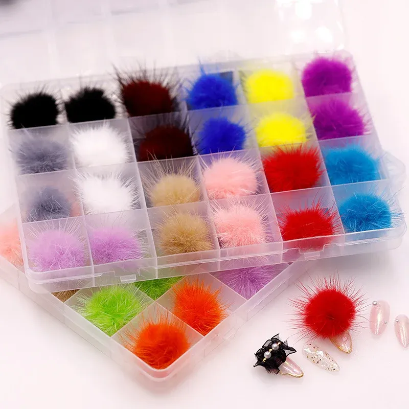 Decorations Magnetic Pompoms for Nails Art Charms Design Nail Art Decoration Nail Pom Poms Kit Magnetic Puffy Detachable Kawaii Accessories