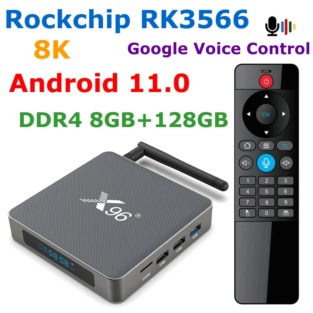 Box X96 X6 TV Box Android 11 8GB RAM 128 GB Rockchip RK3566 8K Video Codec 2T2R MIMO Dual WiFi 1000M LAN 4K YouTube Media Player