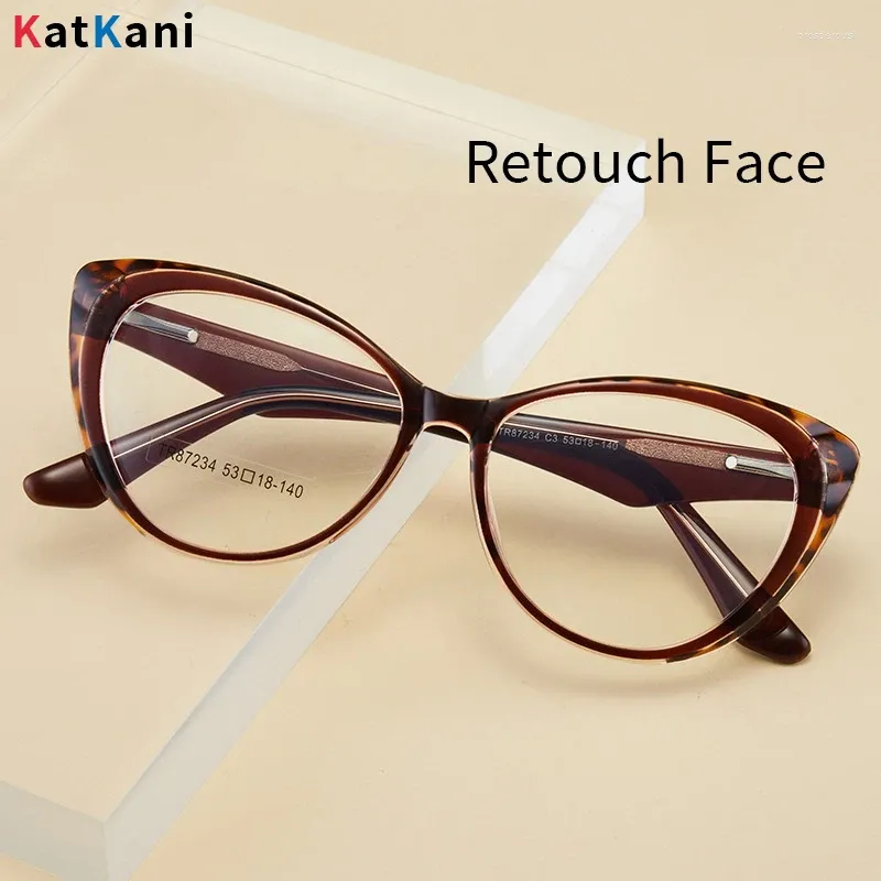 Солнцезащитные очки рамы Katkani Fashion Trend Trend Spring Tr90 Стала Super Light Retro Cat Eye Оптические рецептурные очки женщины 87234