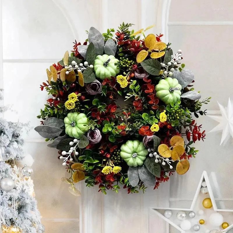 Fleurs décoratives thème de Noël eucalyptus citrouille couronne de mousse pe matériau en mousse 40x40cm manuel de fabrication à la maison décorations atmosphères