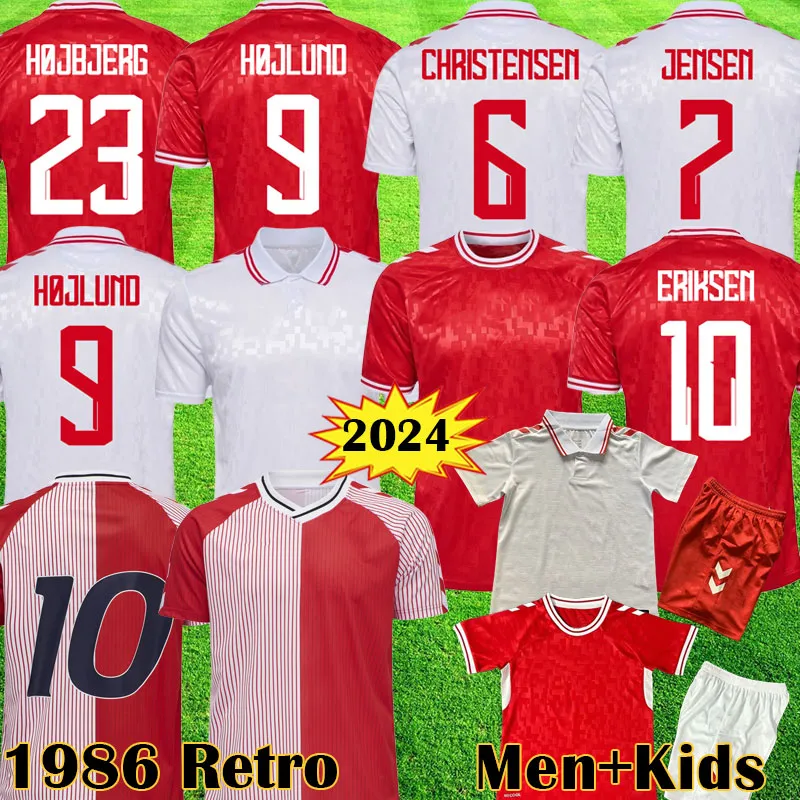 24 25 دنمارك لكرة القدم قمصان Hojlund 2024 Euro Eriksen Kit Home Red Kjaer Hojbjerg Christensen Braithwaite Laudrup 1986 Retro Denmark Vintage Jersey Football Shirt