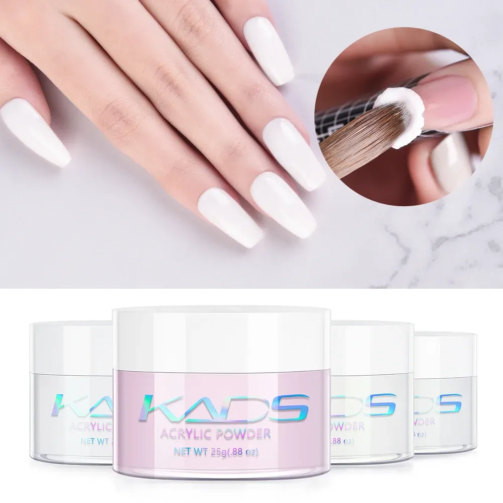 Liquids KADS 25g Acrylic Powder Nail Extension DIY Engraving Flowers Design 3D White Clear Pink Carved Powder Pigment Dust For Manicure