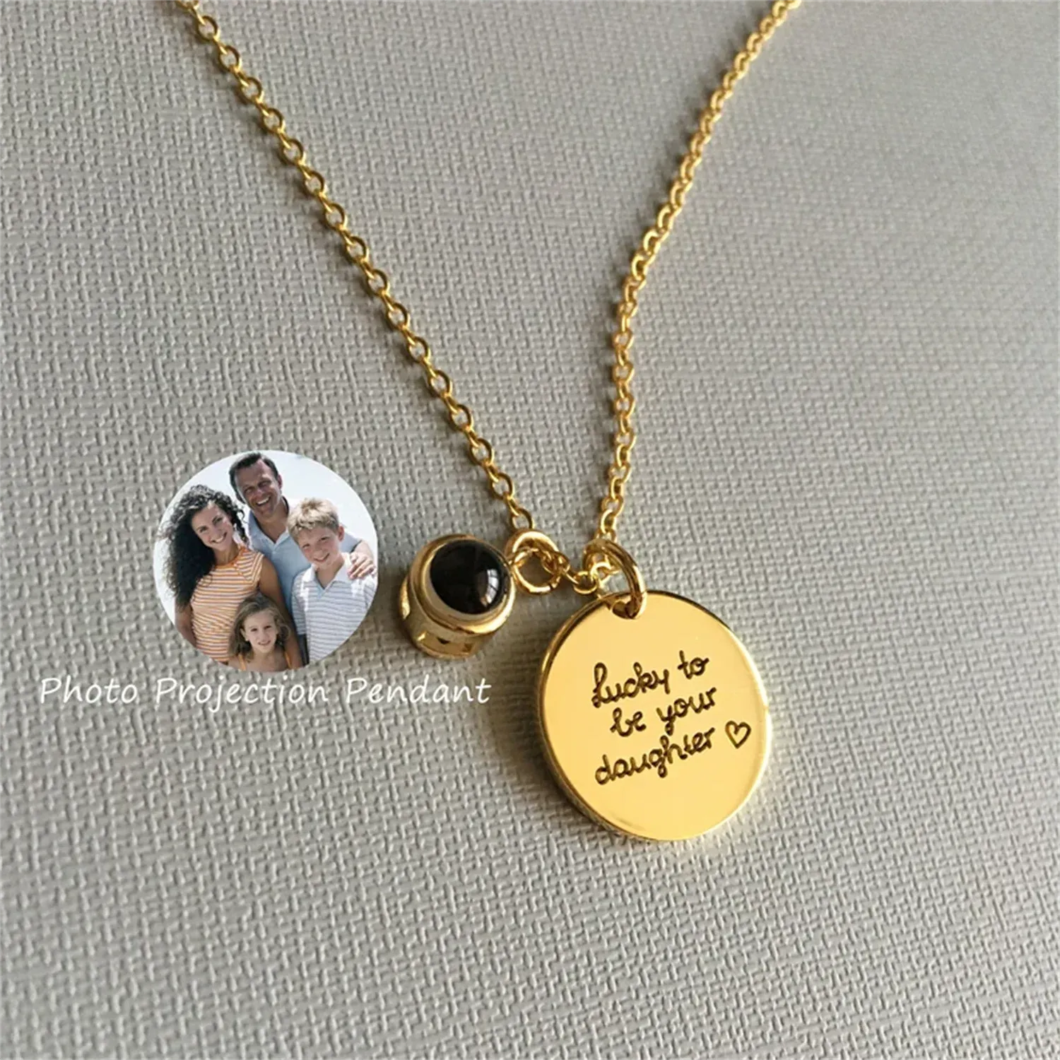 Halsband Personligt projektionsfothalsband med barhalsband Gravering Namn Memorial Pendant Gift for Lover Family Keepsake