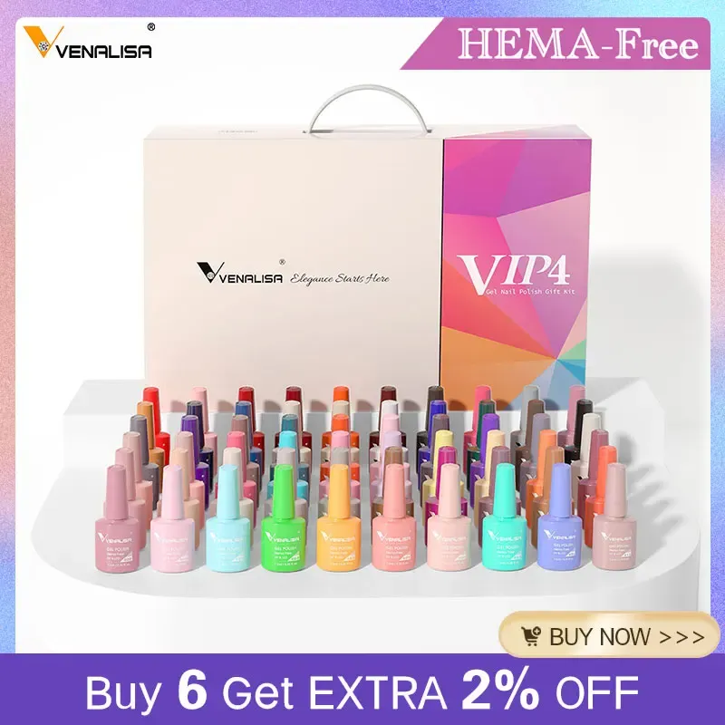 Olja 7.5 ml venalisa gel nagellack set vip4 hema gratis nagelmanikyr blötlägg av basen nowip topcoat uv led nagelgel lack kit