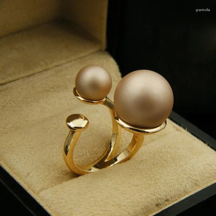 Avec des pierres latérales Fode Belle bulle Design Élégance Femmes AJUSTABLE TAISE PERL RINGS TENDY PARTER ET RONNE COURN GOLD COULEUR GOLD