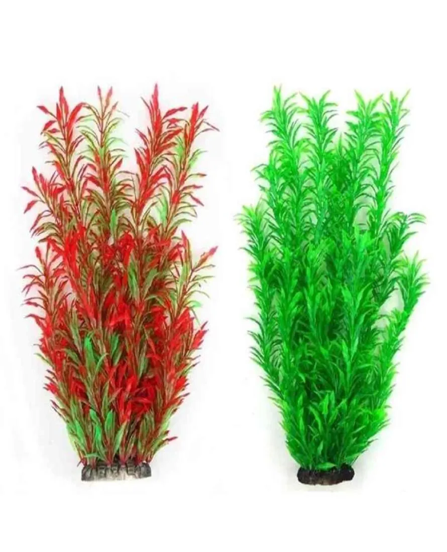 Plantes d'aquarium eau artificielle plante aquatique grande plante rouge vert gros pour les décorations de réservoir de grenouille de poisson y2009229256817
