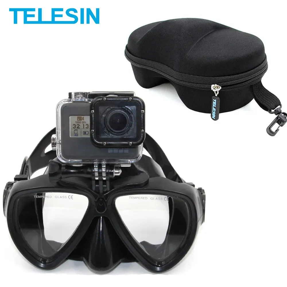 Kameras Telesin Tauchmaske Scuba Dive Schnorchel Schwimmgoogeln Temperierte Brille für GoPro Hero 10 9 8 7 6 5 4 Max Insta360 Osmo Action